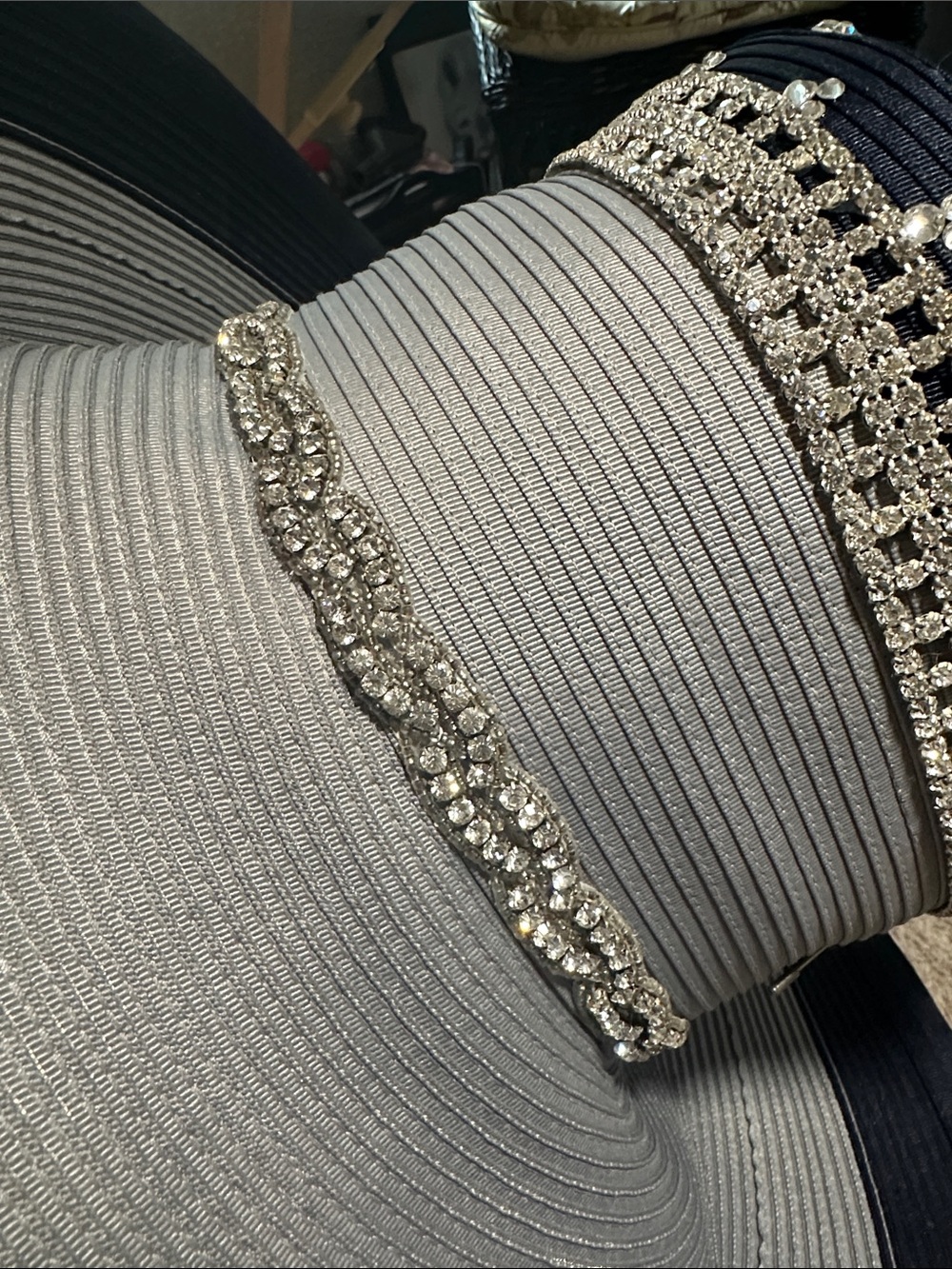 Embellished Two-Tone Navy and Silver Women's Hat - Picture 5 of 7